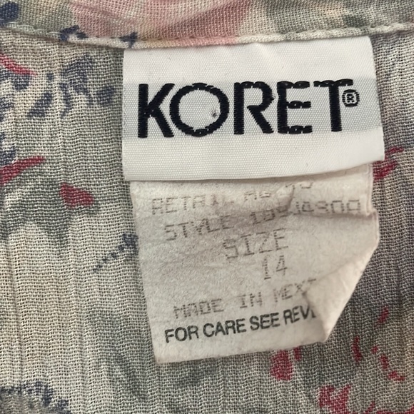 Vintage Koret crinkle style floral printed button down shirt sleeve blouse - Picture 3 of 5